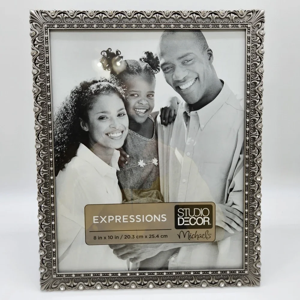 Pewter Jeweled Rhinestone Studio Photo Picture Frame Expressions Studio Dec 8x10